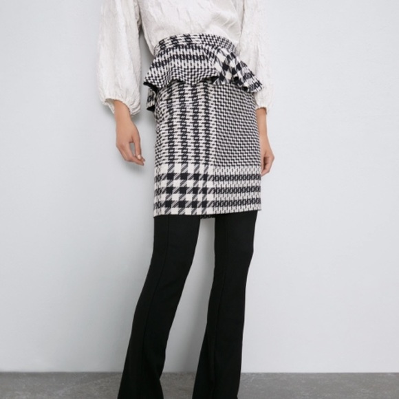 NWT Zara ruffled plaid pencil skirt size XS - Picture 3 of 8
